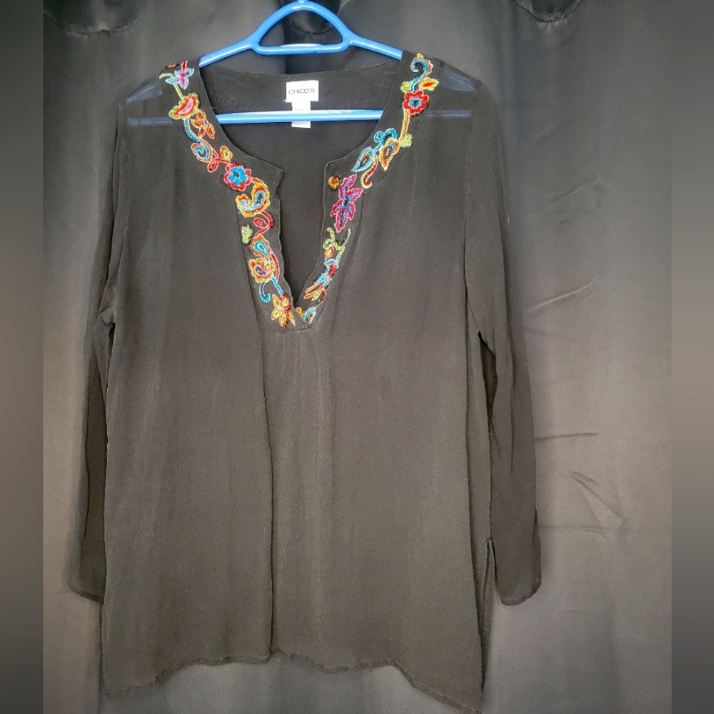 Vintage Embroidered Silk Tunic